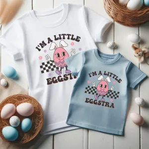 A Little Eggstra Mum Matching T-Shirts- White/Blue pregnancy clothes clearance