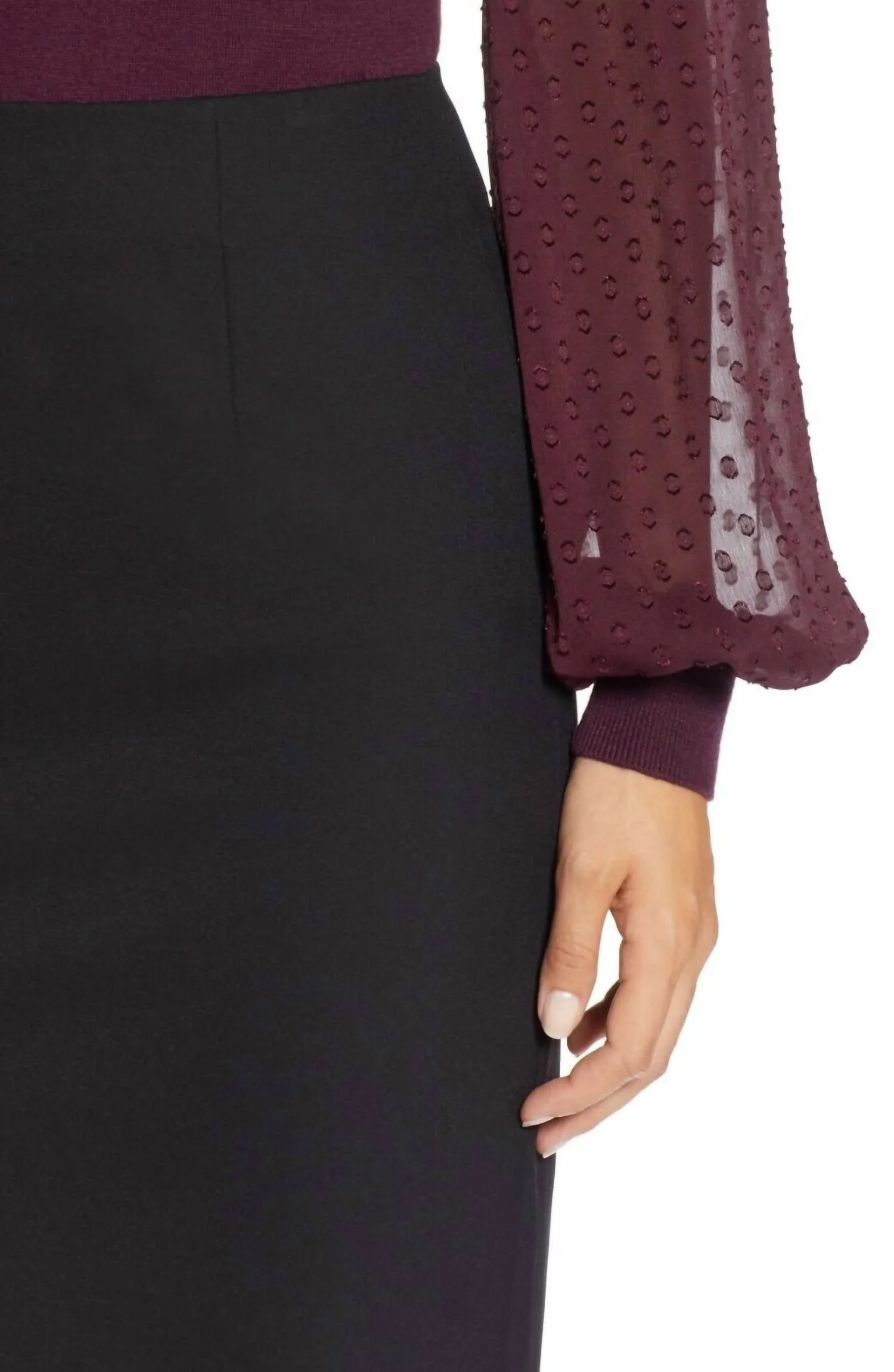 Above Knee Stretch Workwear Pencil Skirt In Black