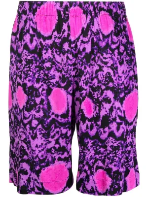 Abstract-Pattern Silk Shorts cheap mens pants online