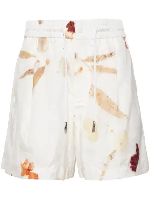 Abstract-Print Drawstring Shorts cheap mens pants online