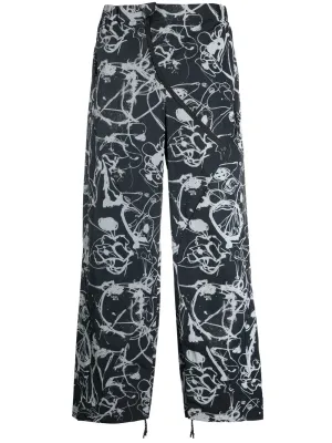 Abstract-Print Straight-Leg Trousers cheap bottoms online shop