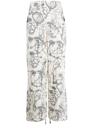 Abstract-Print Straight-Leg Trousers cheap bottoms online shop