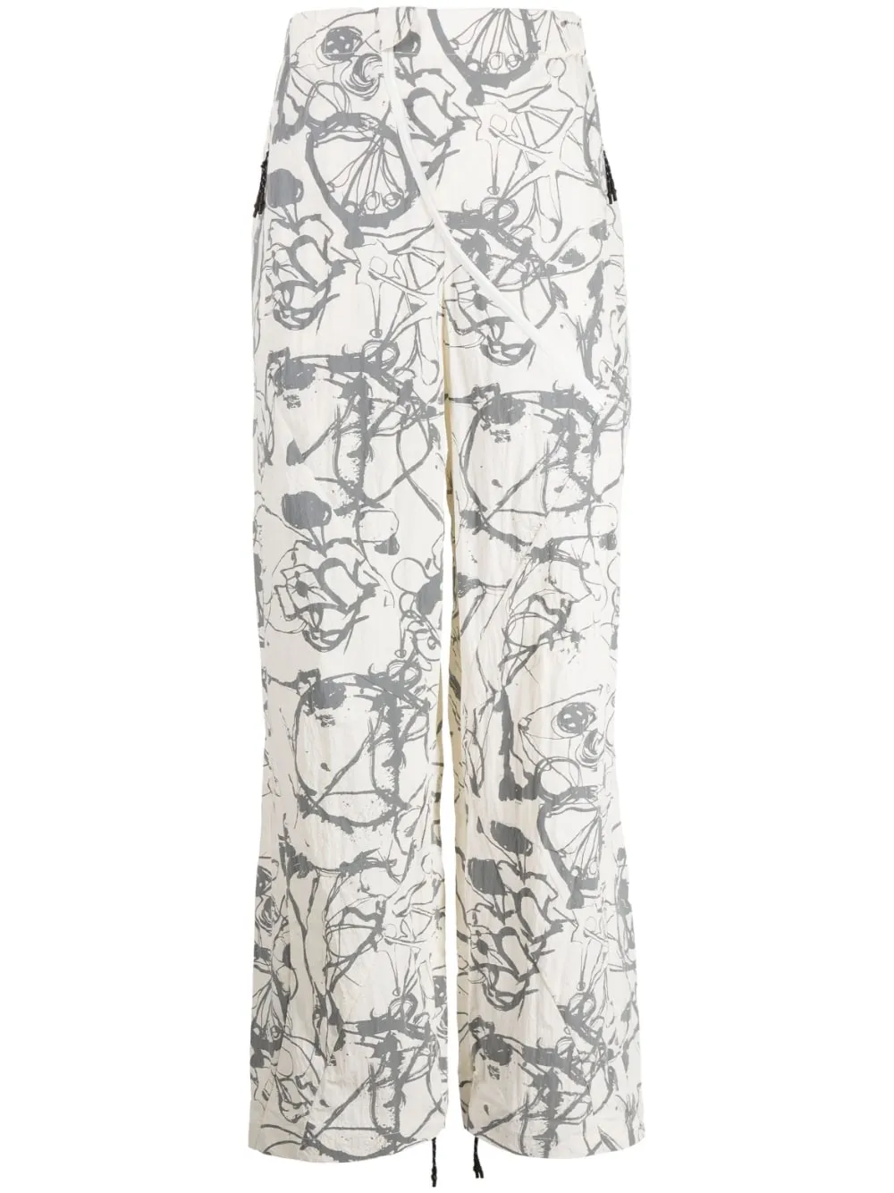 Abstract-Print Straight-Leg Trousers cheap bottoms online shop