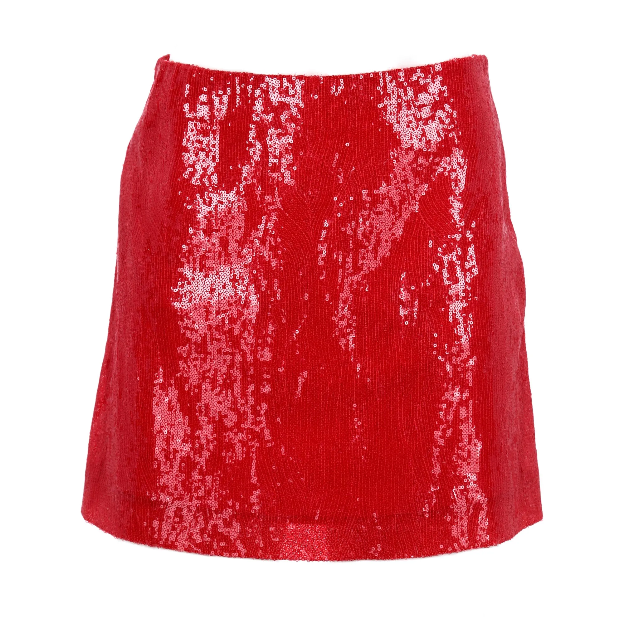 Alberta Ferretti Sequined Mini A-Line Skirt in Red Polyester
