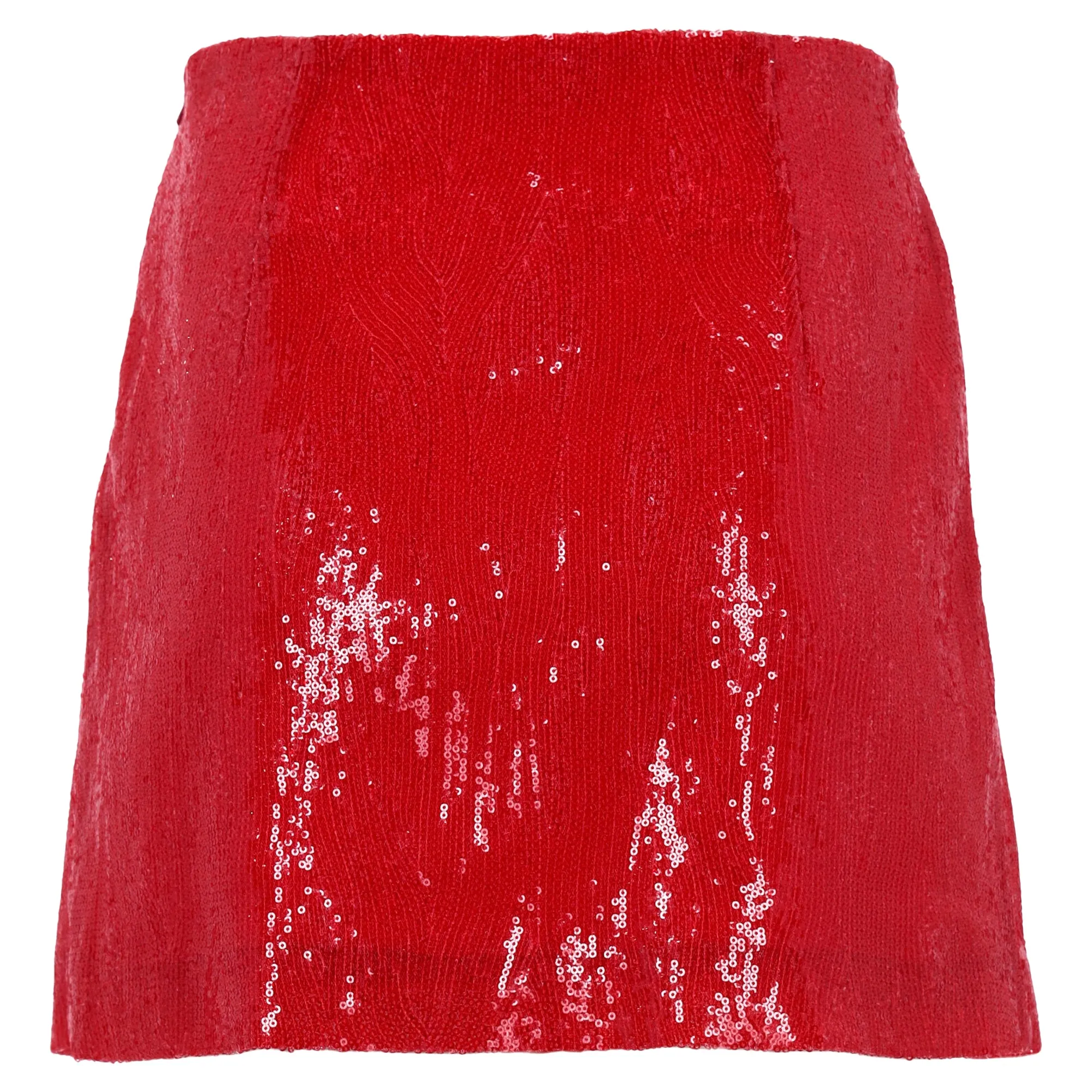 Alberta Ferretti Sequined Mini A-Line Skirt in Red Polyester