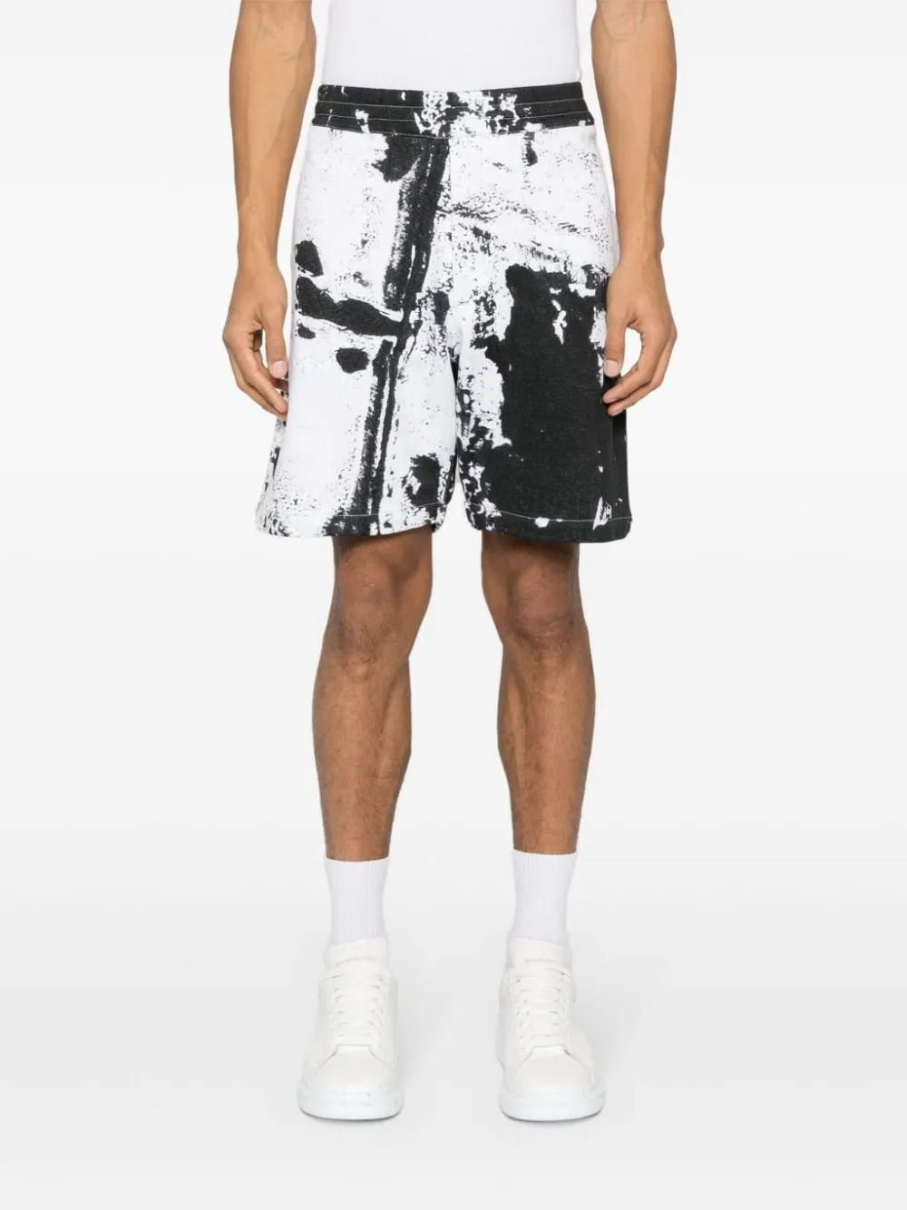 Alexander Mcqueen Men's Paint-Splatter Cotton Shorts