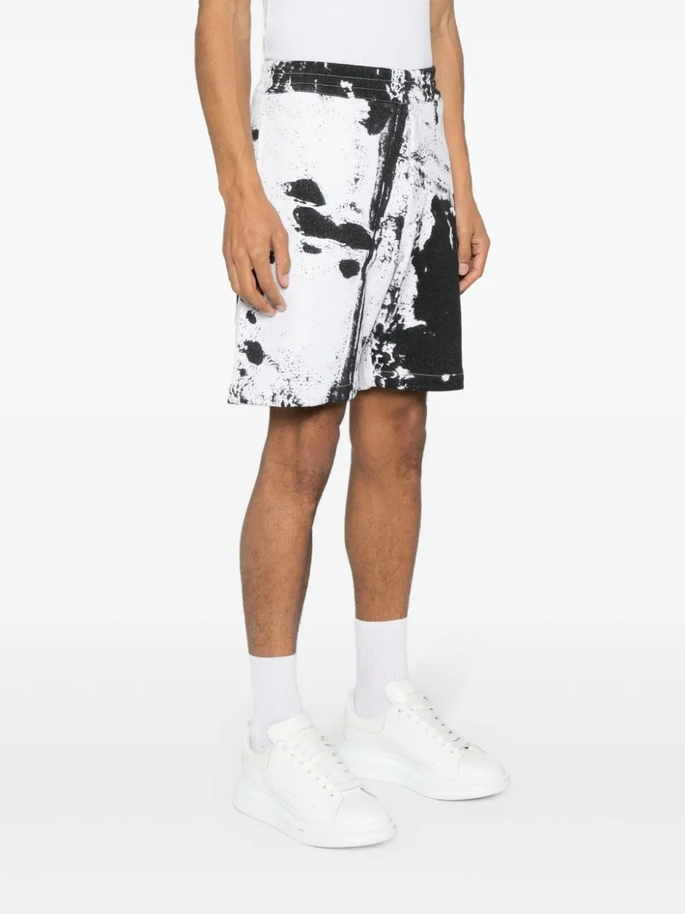 Alexander Mcqueen Men's Paint-Splatter Cotton Shorts