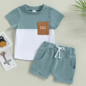 Alfie Pocket Personalised Initials Tee & Shorts Set boys wear best deals