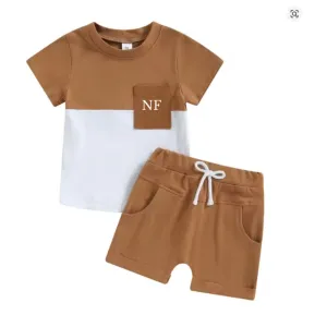 Alfie Pocket Personalised Initials Tee & Shorts Set boys wear best deals