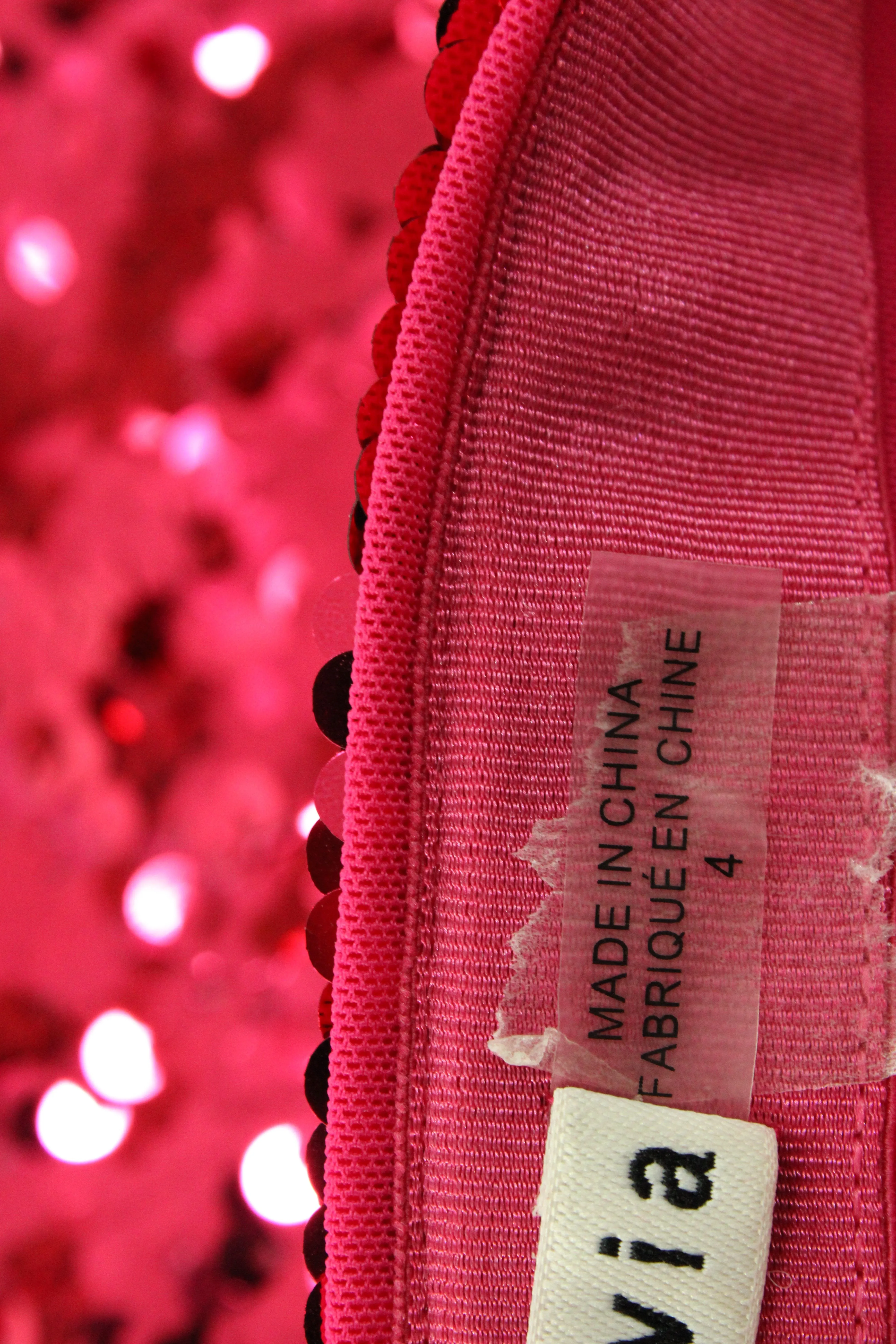 Alice & Olivia Ramos Sequin Pencil Skirt in Fuchsia Pink Polyester