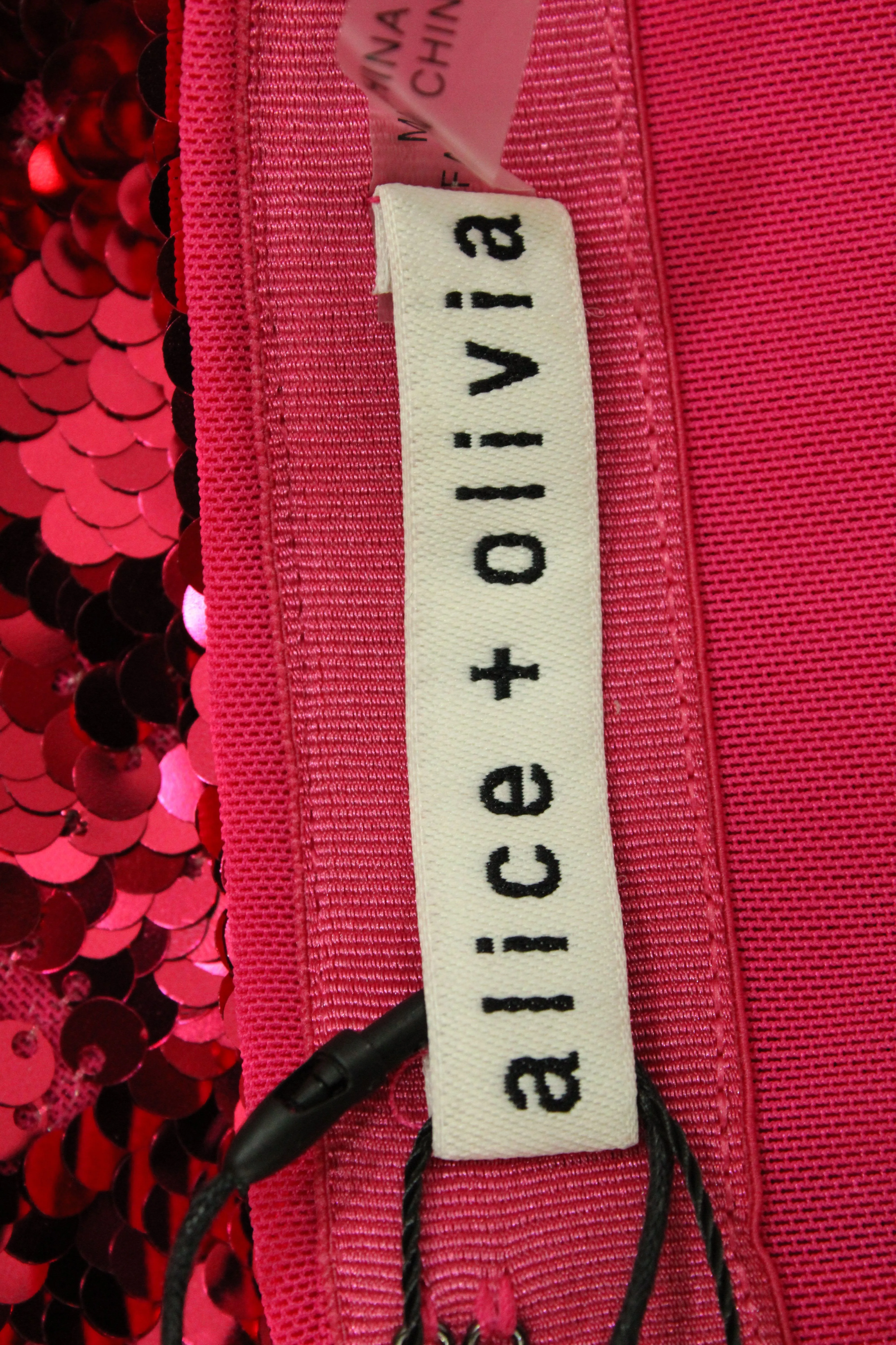 Alice & Olivia Ramos Sequin Pencil Skirt in Fuchsia Pink Polyester