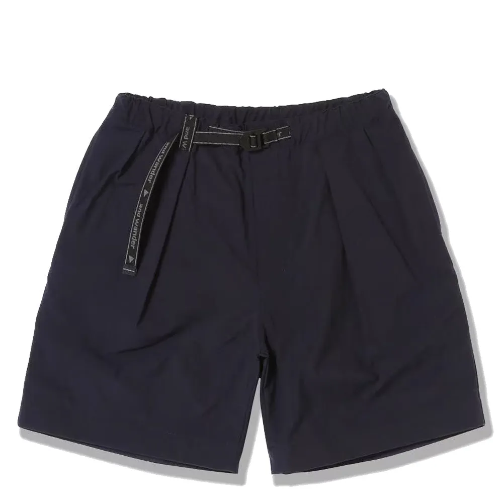 And Wander Nylon Chino Tuck Tapered Short Pants Navy mens shorts outlet store