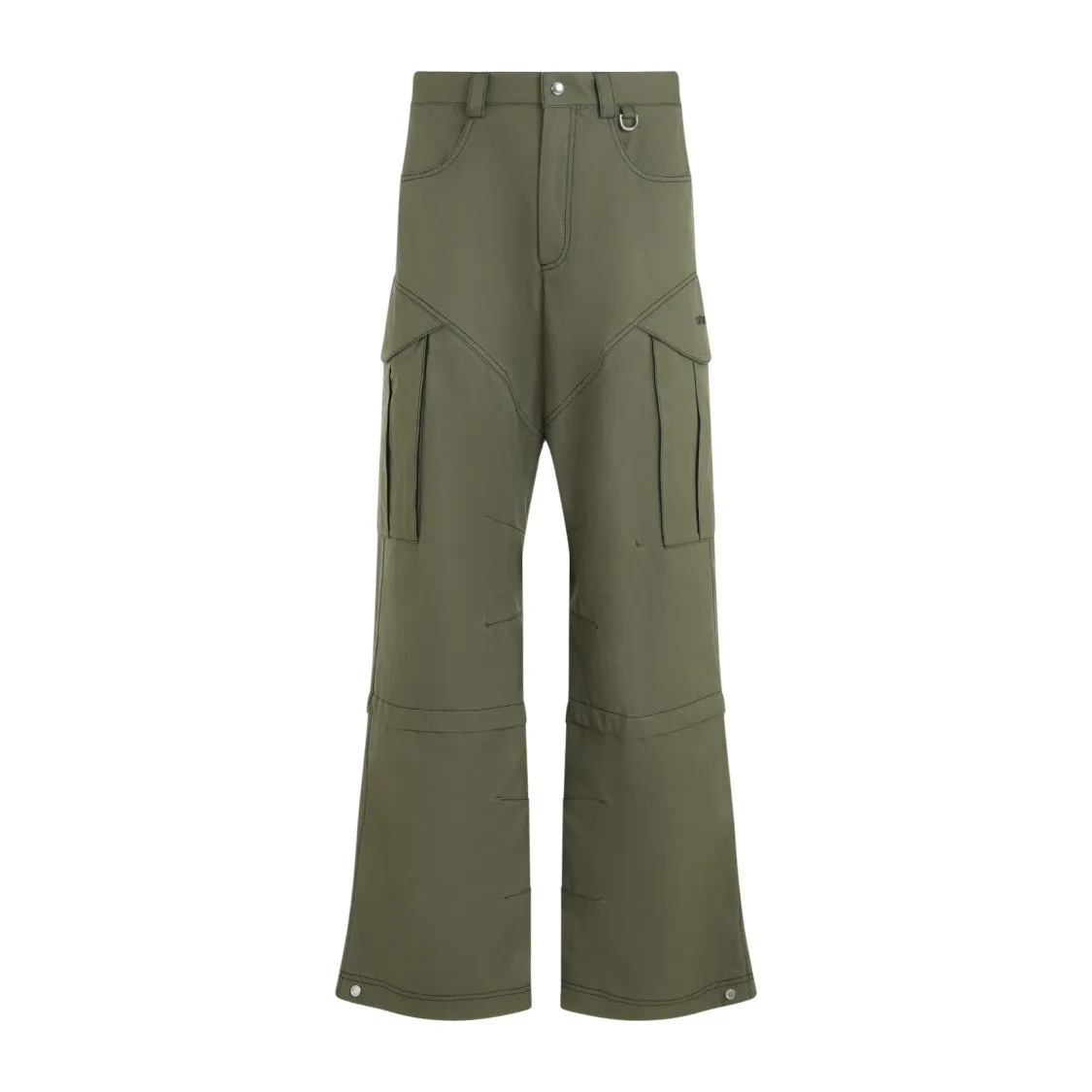 Army Green Cotton Straight Cargo Pant