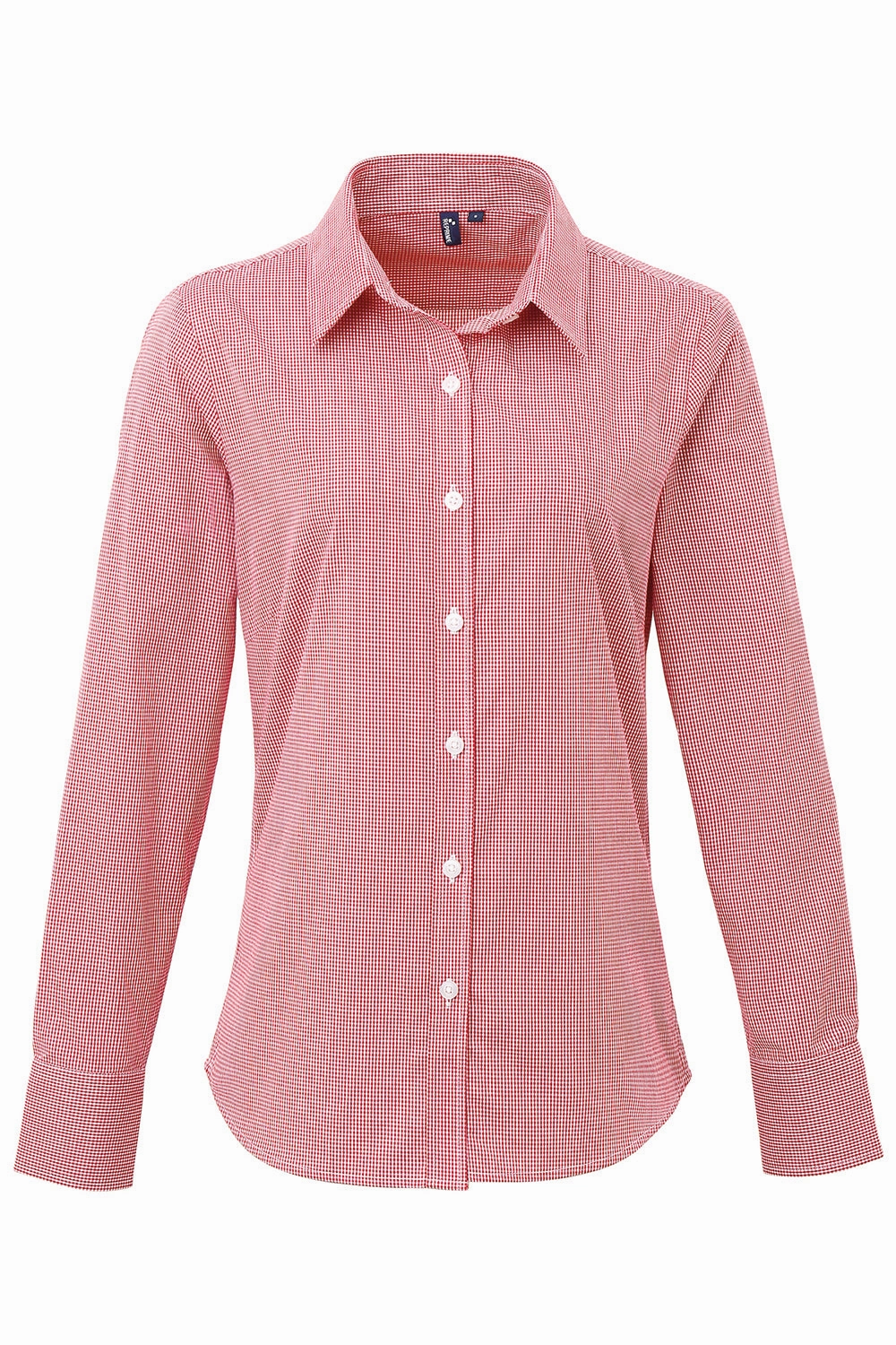 Artisan Collection Womens Microcheck Gingham Long Sleeve Button Down Shirt - Red/White