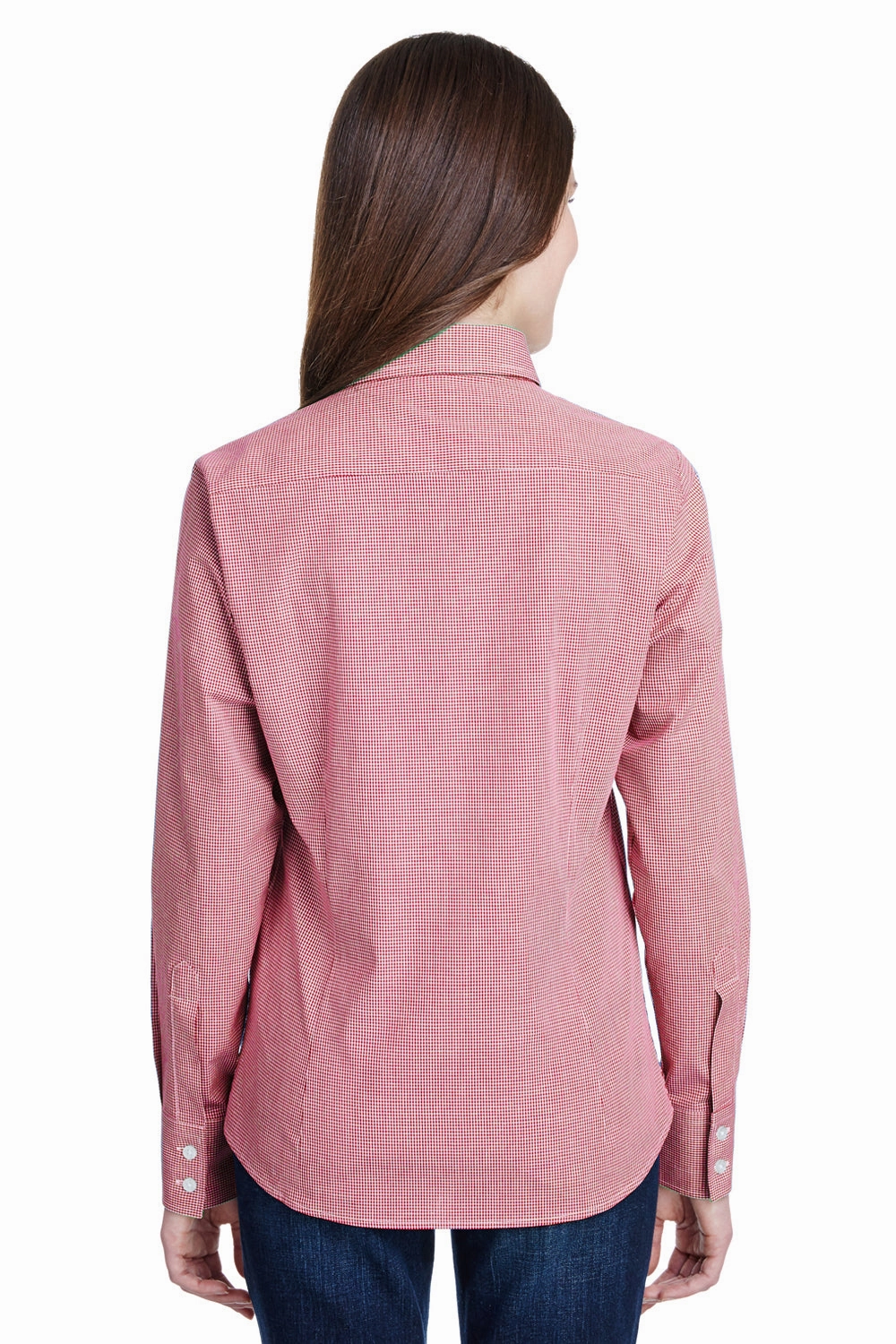 Artisan Collection Womens Microcheck Gingham Long Sleeve Button Down Shirt - Red/White