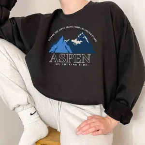 Aspen Ski Print Womens Black Sweatshirt postpartum clothes sale