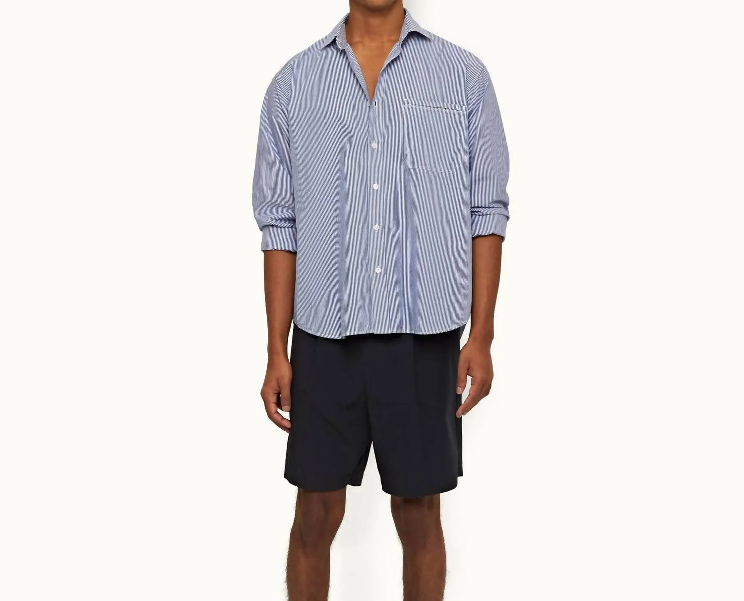 Aston Pleated Shorts In Night Iris