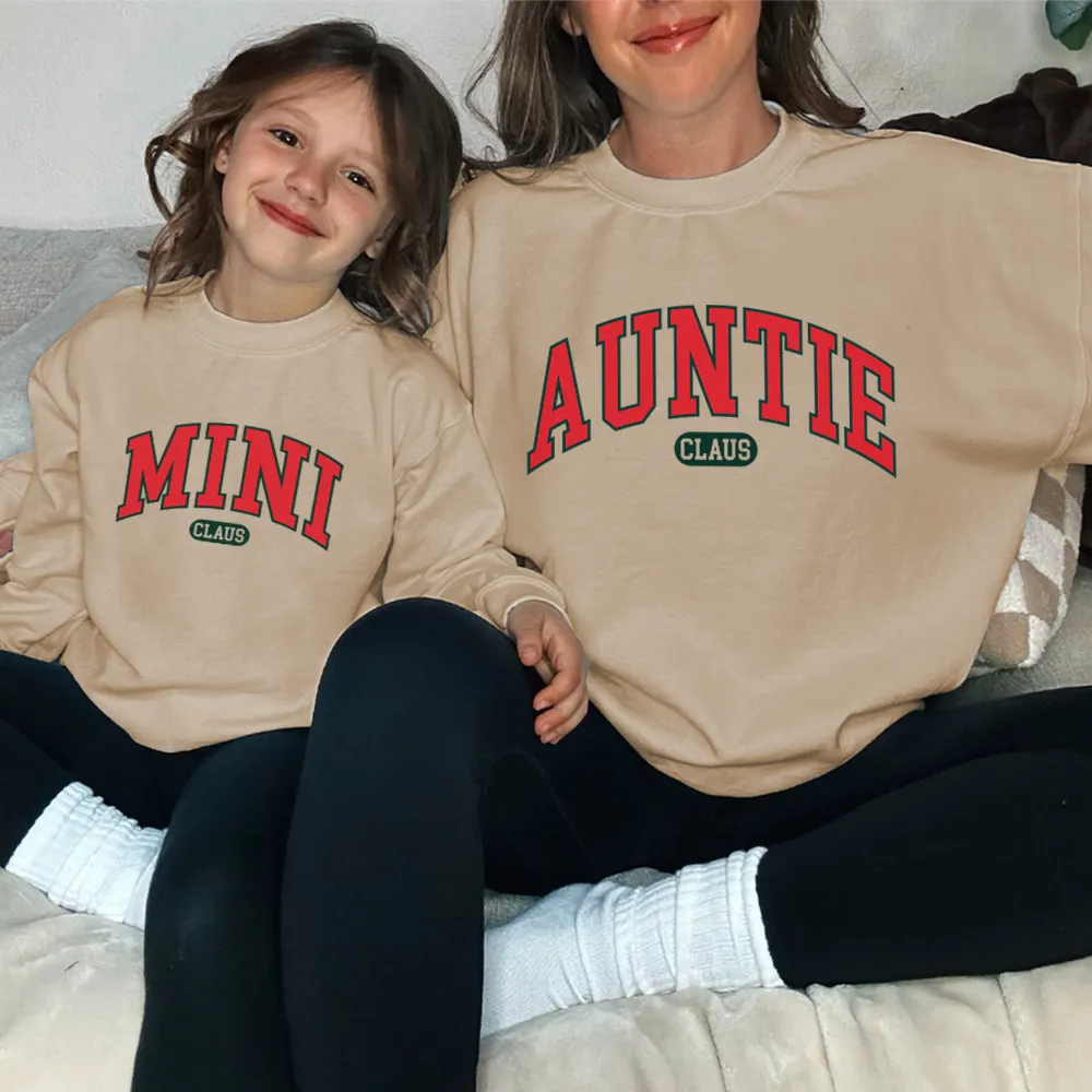 Auntie & Mini Claus College Matching Sweatshirts Auntie Clothing - trendy auntie clothes sale