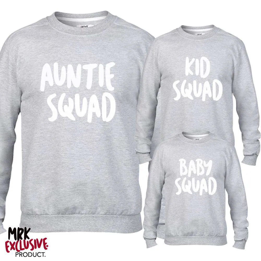 Auntie and Kid Squad Matching Light Grey Sweaters (MRK X) Auntie Clothing - auntie fashion outlet