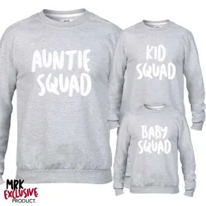Auntie and Kid Squad Matching Light Grey Sweaters (MRK X) Auntie Clothing - auntie fashion outlet