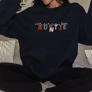 Auntie Christmas Lights Women's Sweatshirt Auntie Clothing - trendy auntie clothes sale