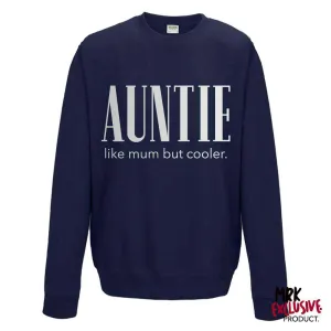 Auntie (Cooler than Mum) Ladies Navy/Silver Sweater (MRK X) Auntie Clothing - auntie fashion outlet