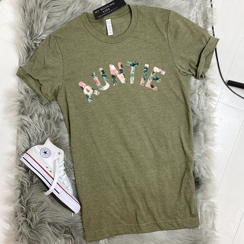 Auntie Floral Summer T-Shirt (MRK X) Auntie Clothing - trendy auntie clothes sale