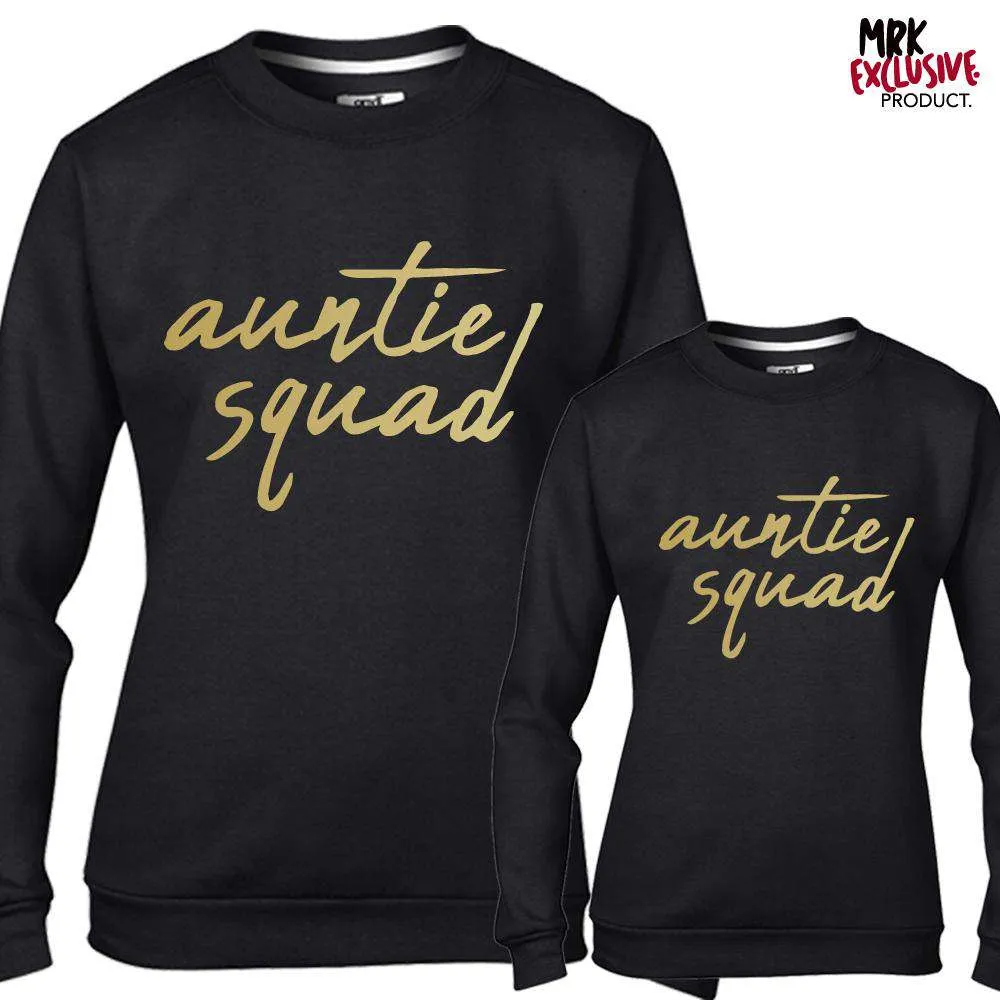 Auntie Squad Black/Gold Matching Sweaters (MRK X) Auntie Clothing - auntie fashion outlet