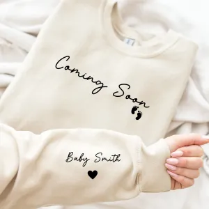 Baby Announcement Personalised Sleeve Sweatshirt postpartum clothes sale