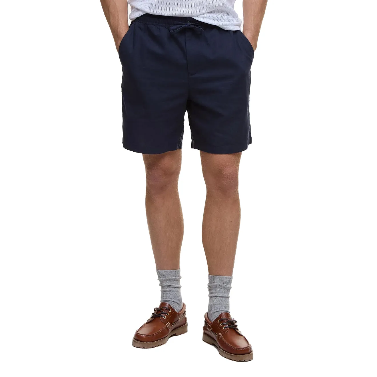 Barbour Cotton Linen Relaxed Short Navy