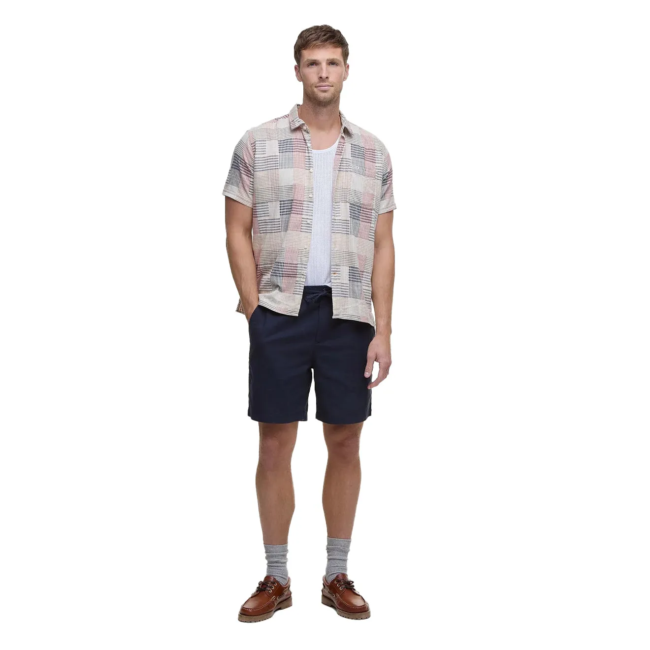 Barbour Cotton Linen Relaxed Short Navy