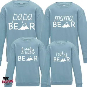 Bear Family Matching Crew Sweats - Pastel Blue (MRK X) mens dad clothes online