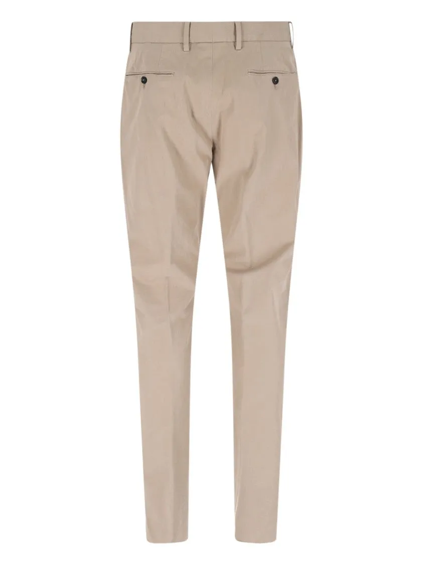 Beige Cotton Chino Pants With Medium Waist