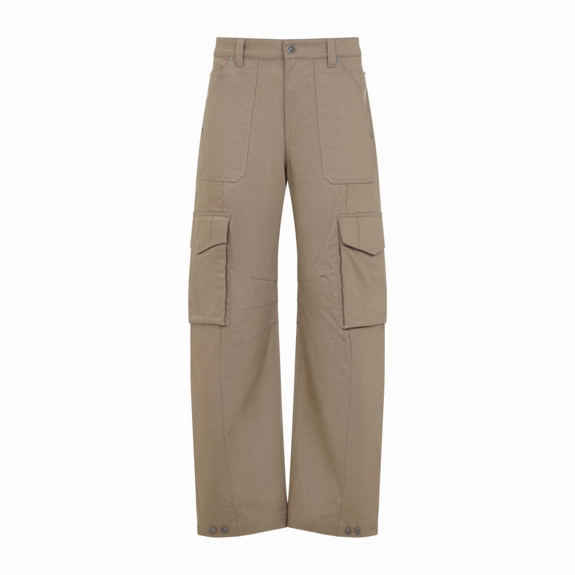 Beige Cotton Cargo Pants