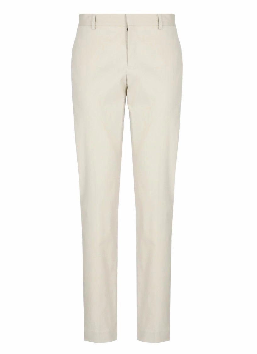 Beige Cotton Tailored Trousers
