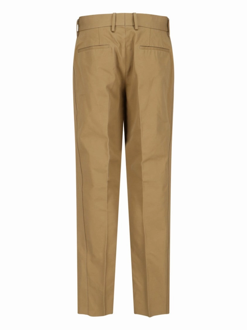 Beige Straight-Leg Pants