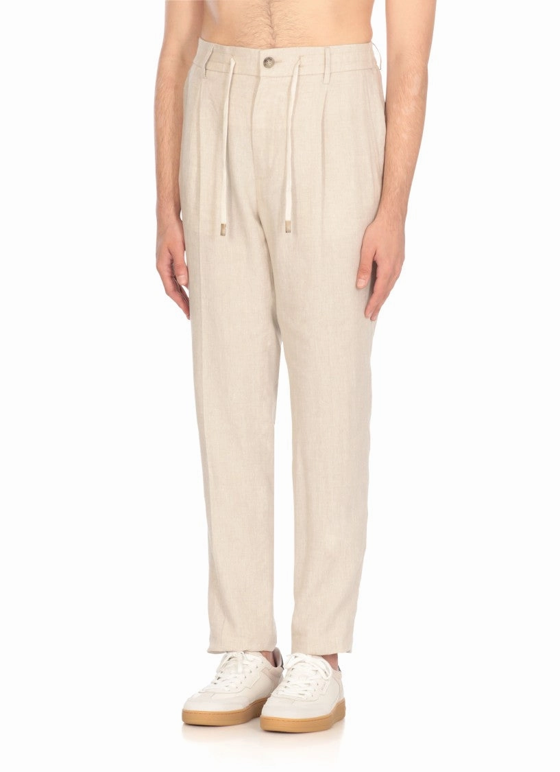 Beige Wool And Silk Trousers