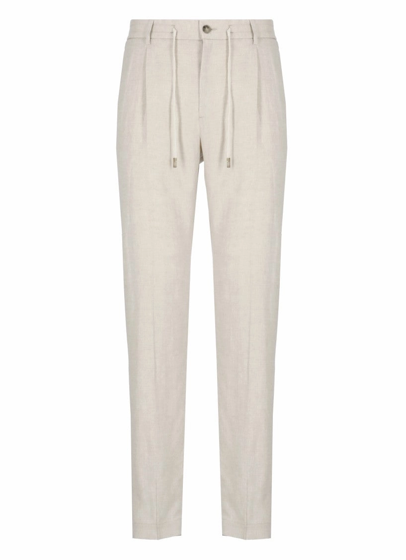 Beige Wool And Silk Trousers