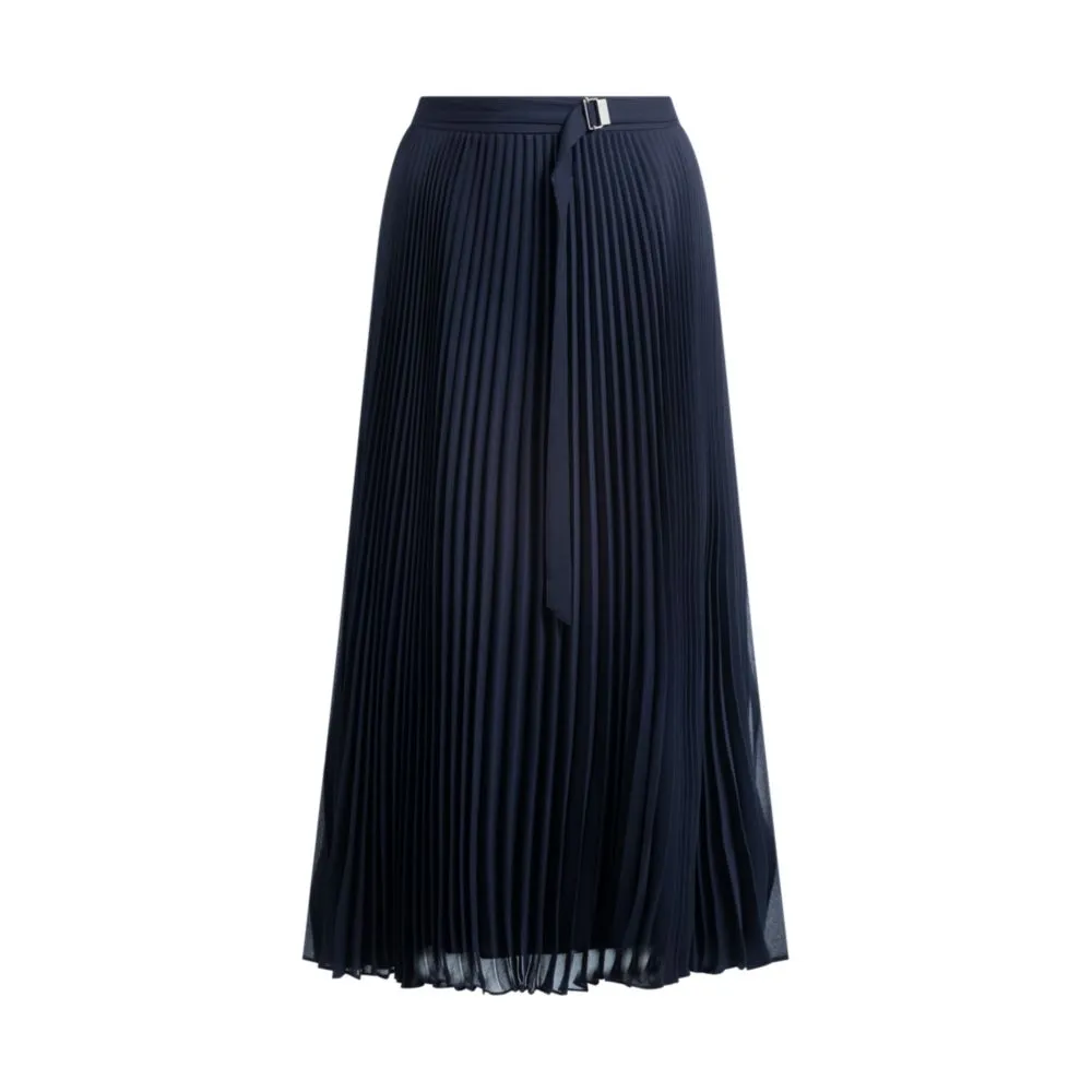Belted skirt in pliss crepe