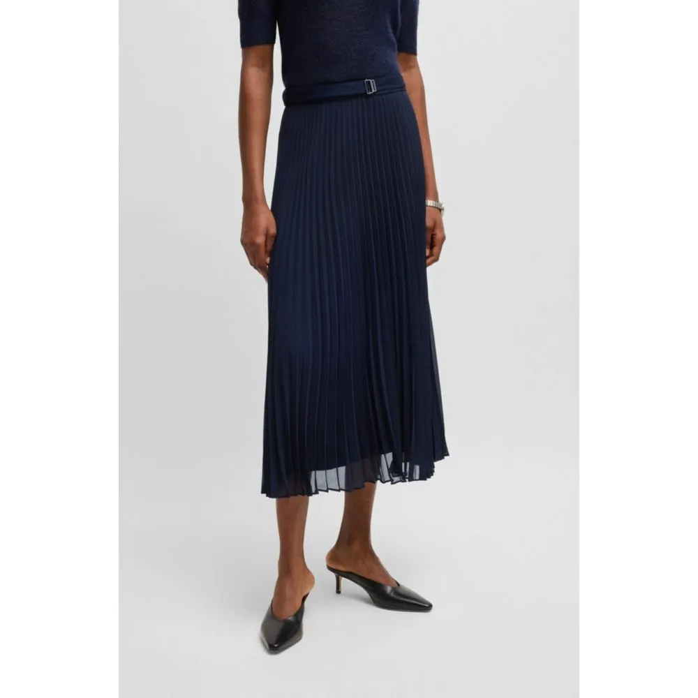 Belted skirt in pliss crepe