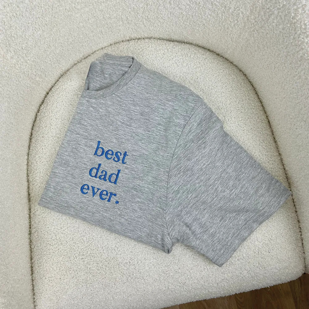 Best Dad Ever Heather Grey/ Blue Embroidered Pocket Logo T-shirt dad hats promo code
