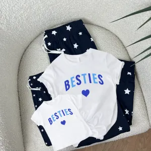 Besties Love Hearts Matching Navy/White Star Pyjamas maternity wear outlet