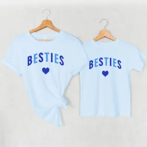 Besties Love Hearts Mum & Kid Matching Blue T-Shirts nursing tops best deals