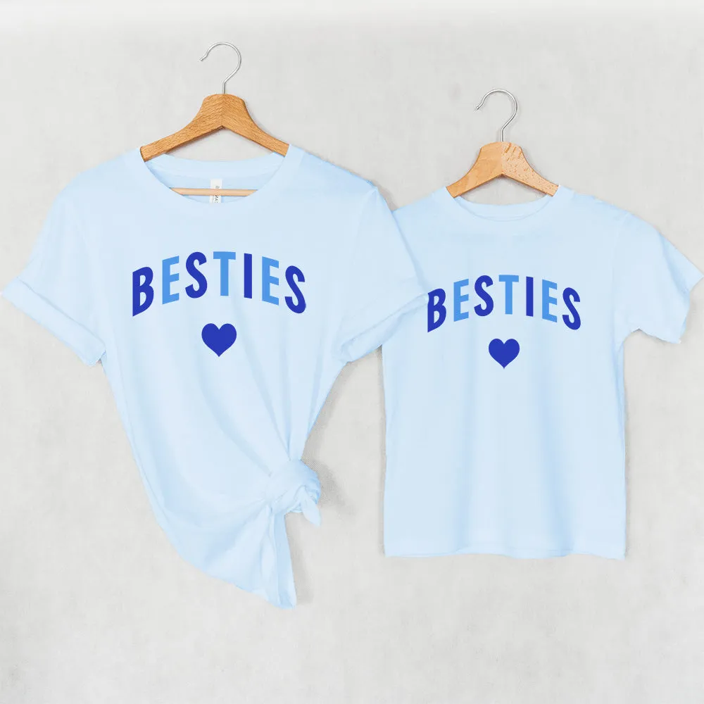 Besties Love Hearts Mum & Kid Matching Blue T-Shirts nursing tops best deals