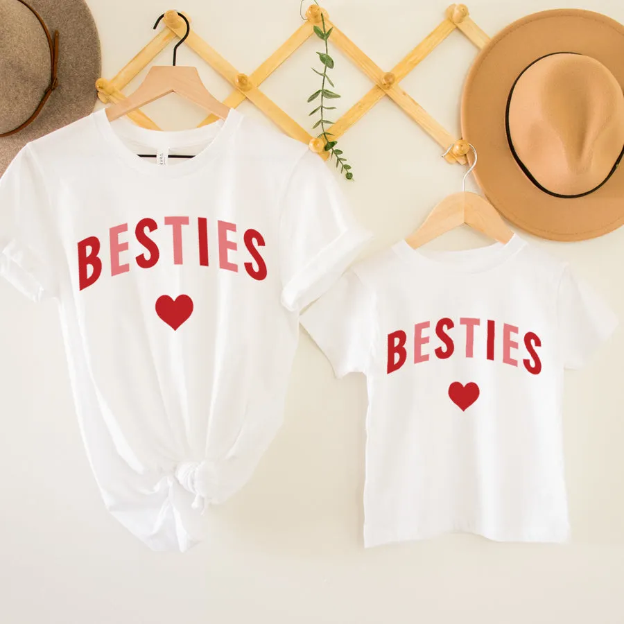 Besties Love Hearts Mum & Kid Matching T-Shirts discount mum dresses