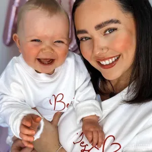 Besties Mini Logo Mum & Kid Matching Sweaters (MRK X) discount mum dresses