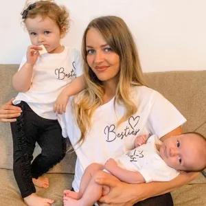 Besties Mini Logo Mum & Kid Matching Tees/Vests (MRK X) maternity leggings online