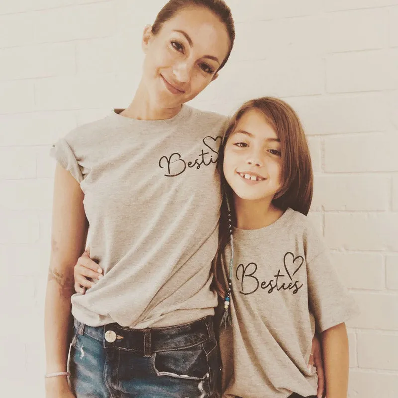 Besties Mini Logo Women & Kid Heather Grey Matching Tees (MRK X) nursing tops best deals