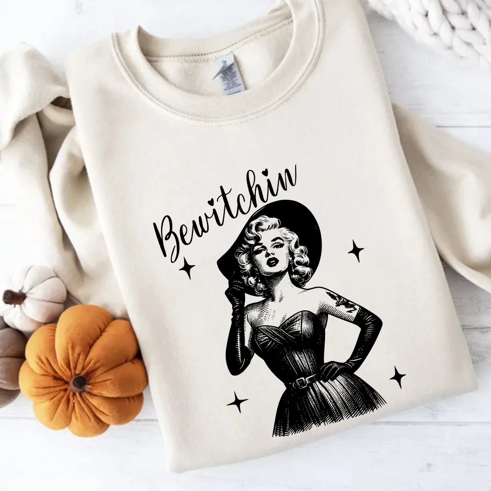 Bewitchin Womens Halloween Sweatshirt mum jeans promo