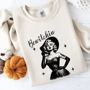 Bewitchin Womens Halloween Sweatshirt mum jeans promo